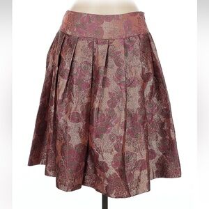 Tracy Reese New York Mauve and Taupe Metallic Shimmer Rose Floral Skirt Size 6 S